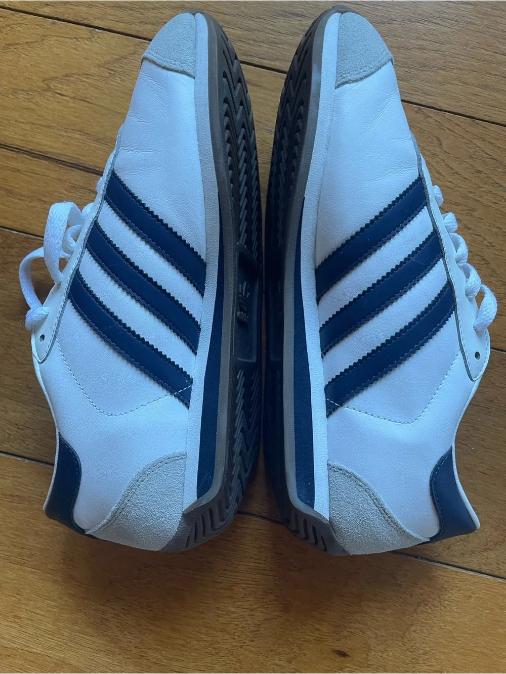 adidas White Sneakers with Navy Three-Stripes M 5.5/W6.5